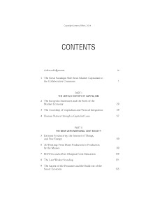 The Zero Marginal Cost Society Table of Contents, Page 1